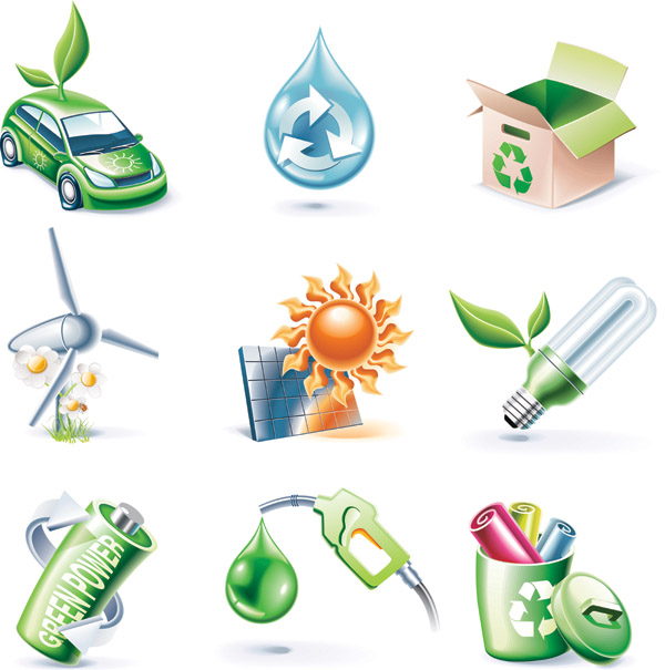 free vector 2 sets of green icon vector